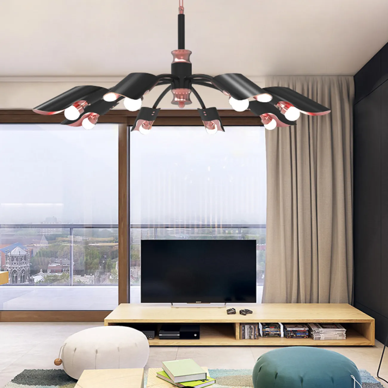 Дизайнерская светодиодная люстра в скандинавском стиле