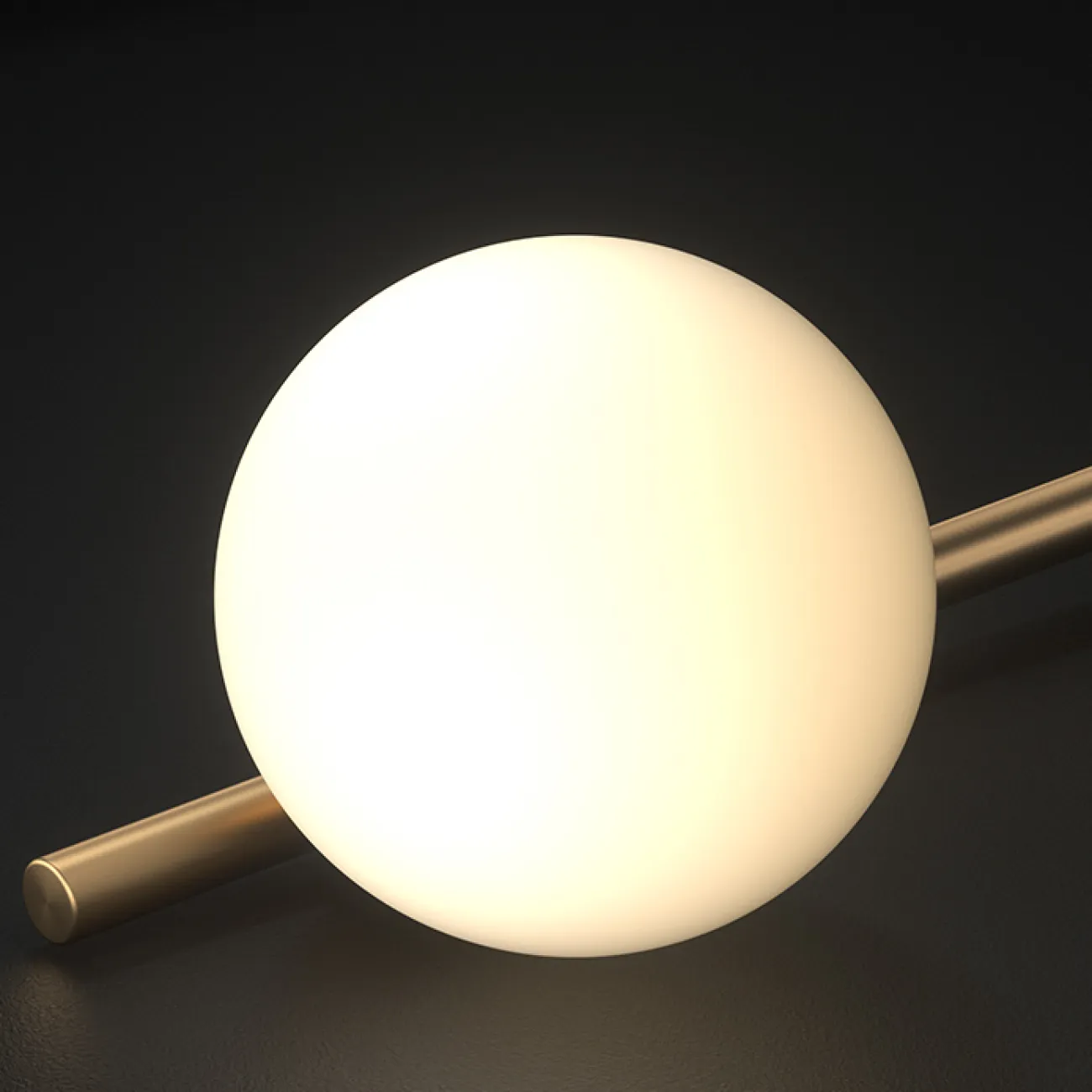 Серия настенных светильников с белыми шарообразными плафонами из стекла на горизонтальной рейке с круглыми креплениями SVALE L65