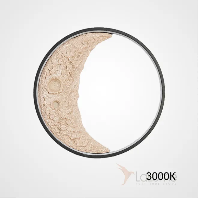 Настенный светодиодный светильник на кольцевом каркасе в виде убывающего месяца с рельефной поверхностью COSMOS WANING Луна D60 3000К