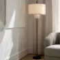 Напольный светильник с двухъярусным цилиндрическим абажуром из белого текстиля ANDREAN FL