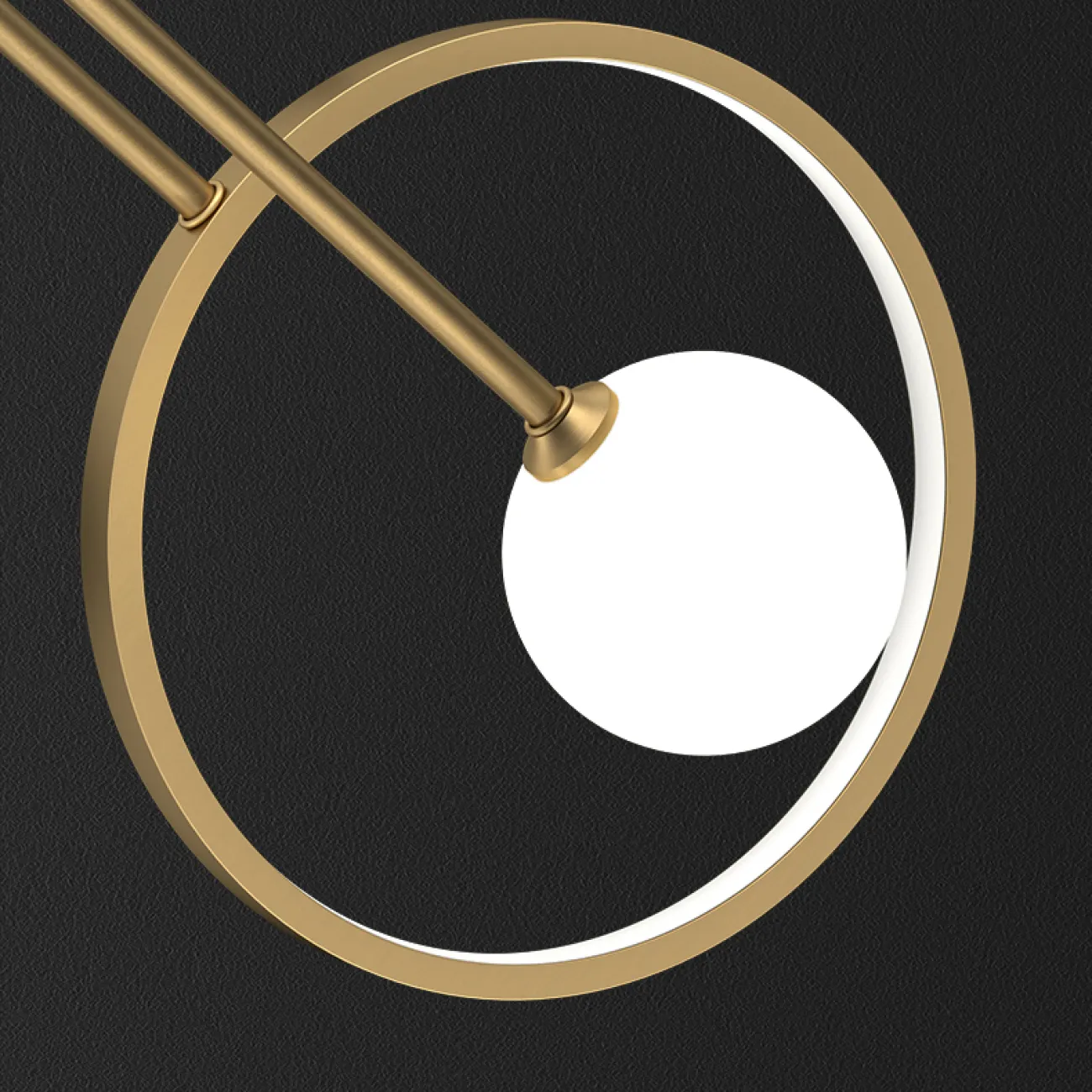 Серия светодиодных настенных светильников в виде комбинации светящегося кольца и шарообразного плафона из стекла DIDDI A Brass