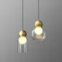 Готовая комбинация подвесных светильников с двумя шарообразными плафонами в стеклянном корпусе из дымчатого и прозрачного стекла FANUEL DUO Brass