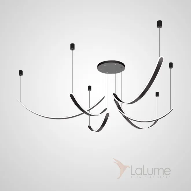 Готовая комбинация подвесных светодиодных светильников c вытянутыми изогнутыми плафонами со скругленными краями TEOLINE L60 L6