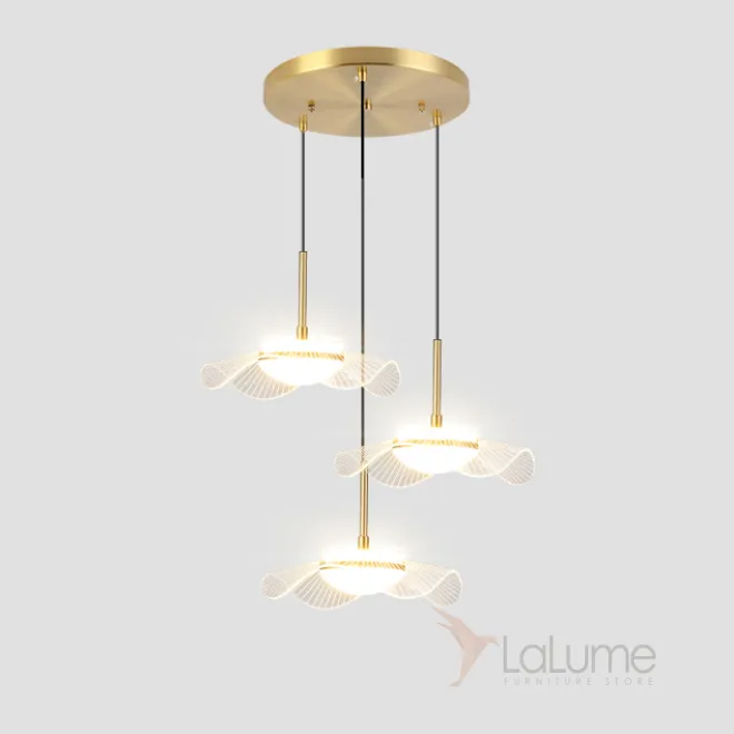 Готовая комбинация подвесных светодиодных светильников с прозрачными рассеивателями с природными мотивами ROSEL TRIO D25