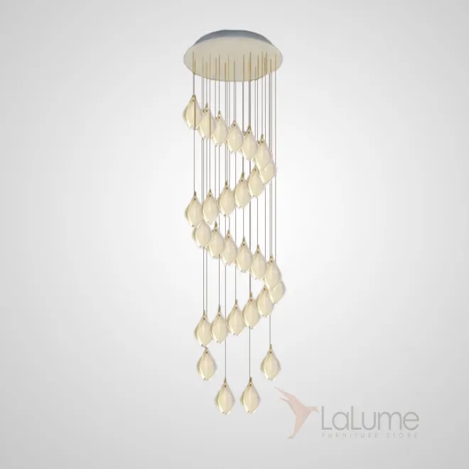 Готовая комбинация подвесных светильников с каплевидными плафонами из нефритового фарфора в форме белых бутонов LEA MORE D60