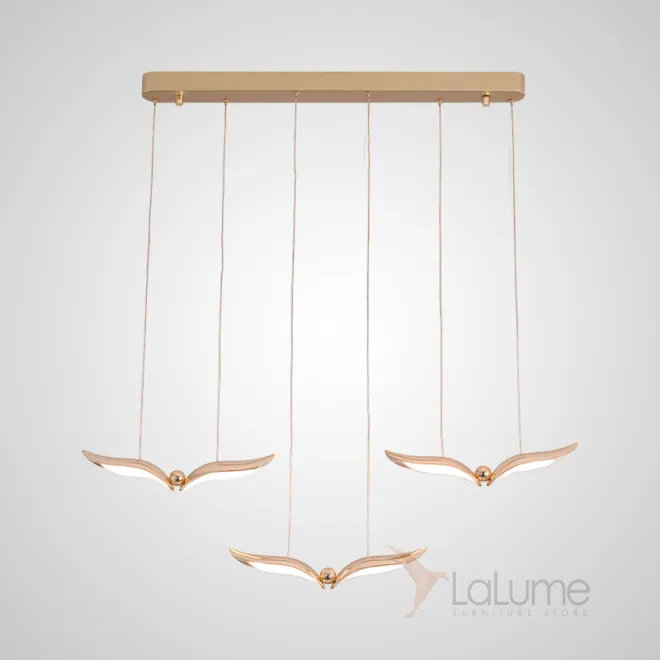 Готовая комбинация подвесных светодиодных светильников c изогнутыми плафонами, стилизованными под крылья птиц FLYER MORE L90