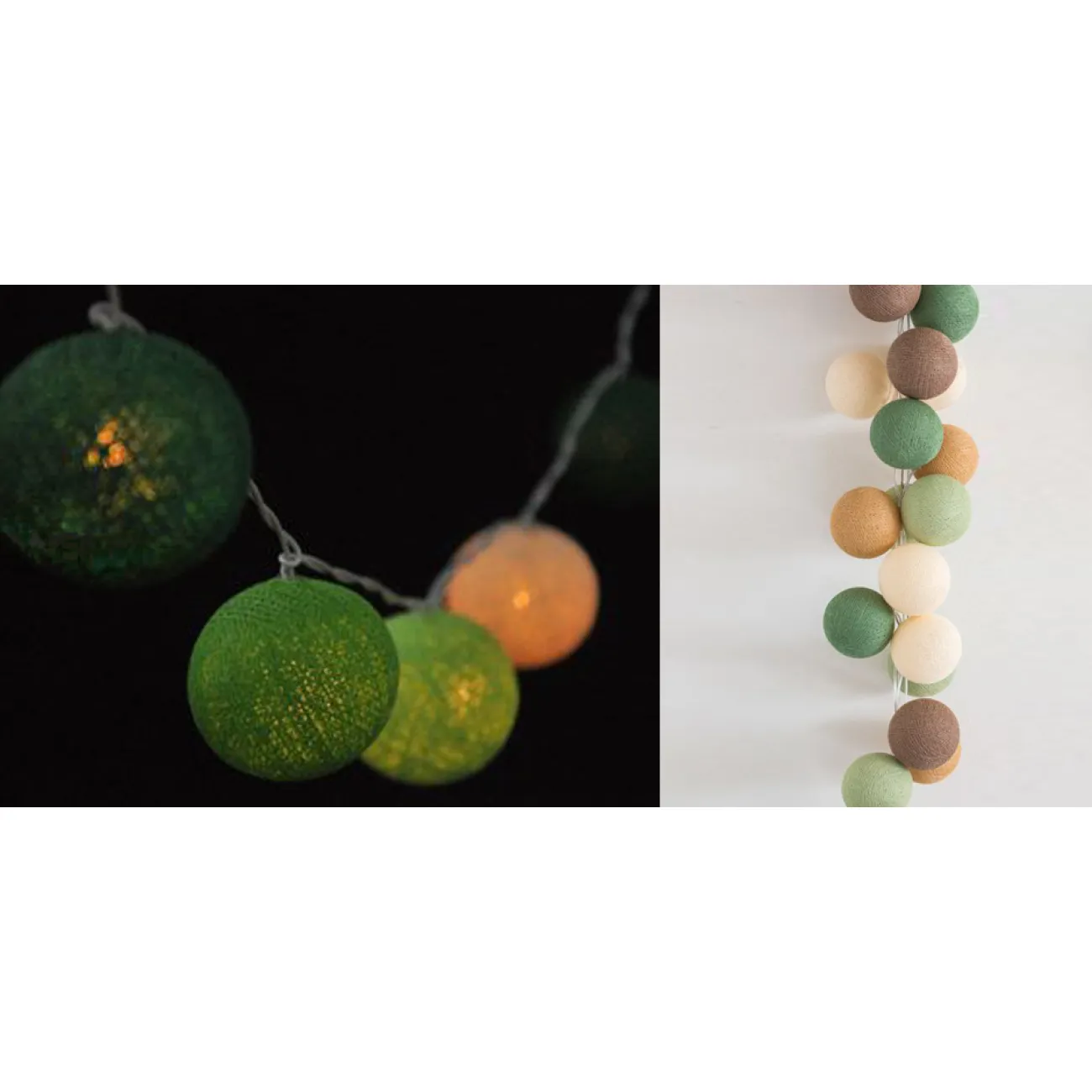 Гирлянда хлопковые фонарики Сotton Ball Forest Green