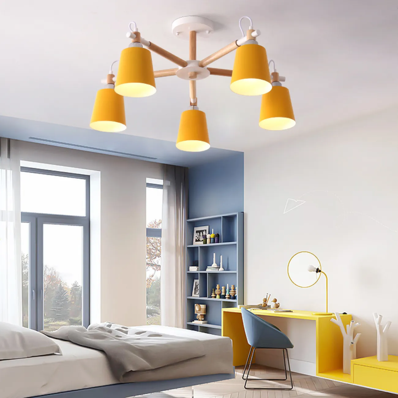 Люстра на штанге VARDA 5 lamps Grey от ImperiumLoft