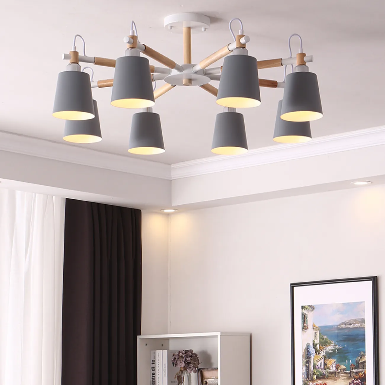 Люстра на штанге VARDA 5 lamps Grey от ImperiumLoft