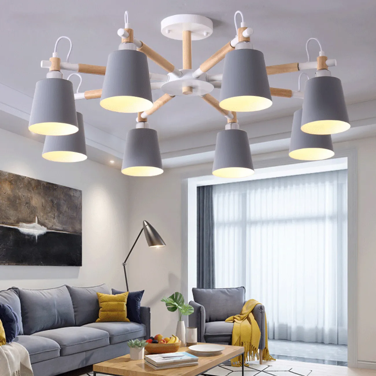 Люстра на штанге VARDA 5 lamps Grey от ImperiumLoft
