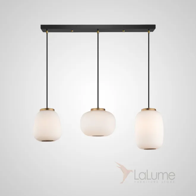 Готовая комбинация подвесных светодиодных светильников c белыми шарообразными плафонами из матового стекла HEMING COMBO L3 D Планка