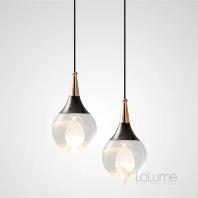 Готовая комбинация подвесных светодиодных светильников с лазерной гравировкой внутри шарообразных хрустальных рассеивателей SOFUS DUO C