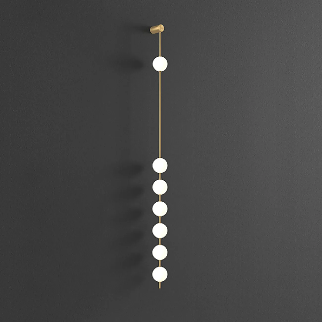 Серия настенных светильников с белыми шарообразными плафонами на вертикальной стойке из настоящей латуни ADILS WALL H212