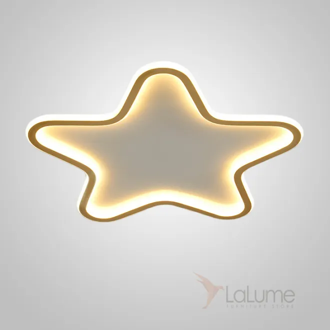 Потолочный светильник с внутренней и внешней LED-подсветкой по контуру плоского корпуса в форме звезды CARLY D46 Потолочный светильник с внутренней и внешней LED-подсветкой по контуру плоского корпуса в форме звезды CARLY D46