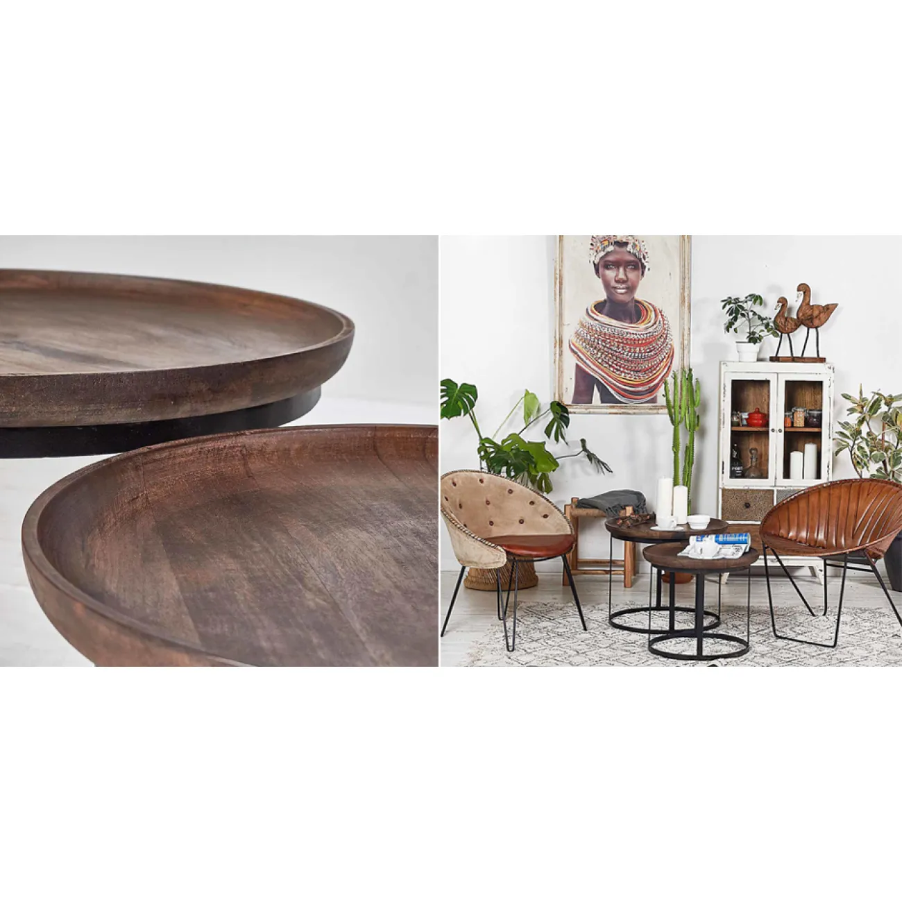 Набор из 2-х кофейных столиков из массива тика от LaLume