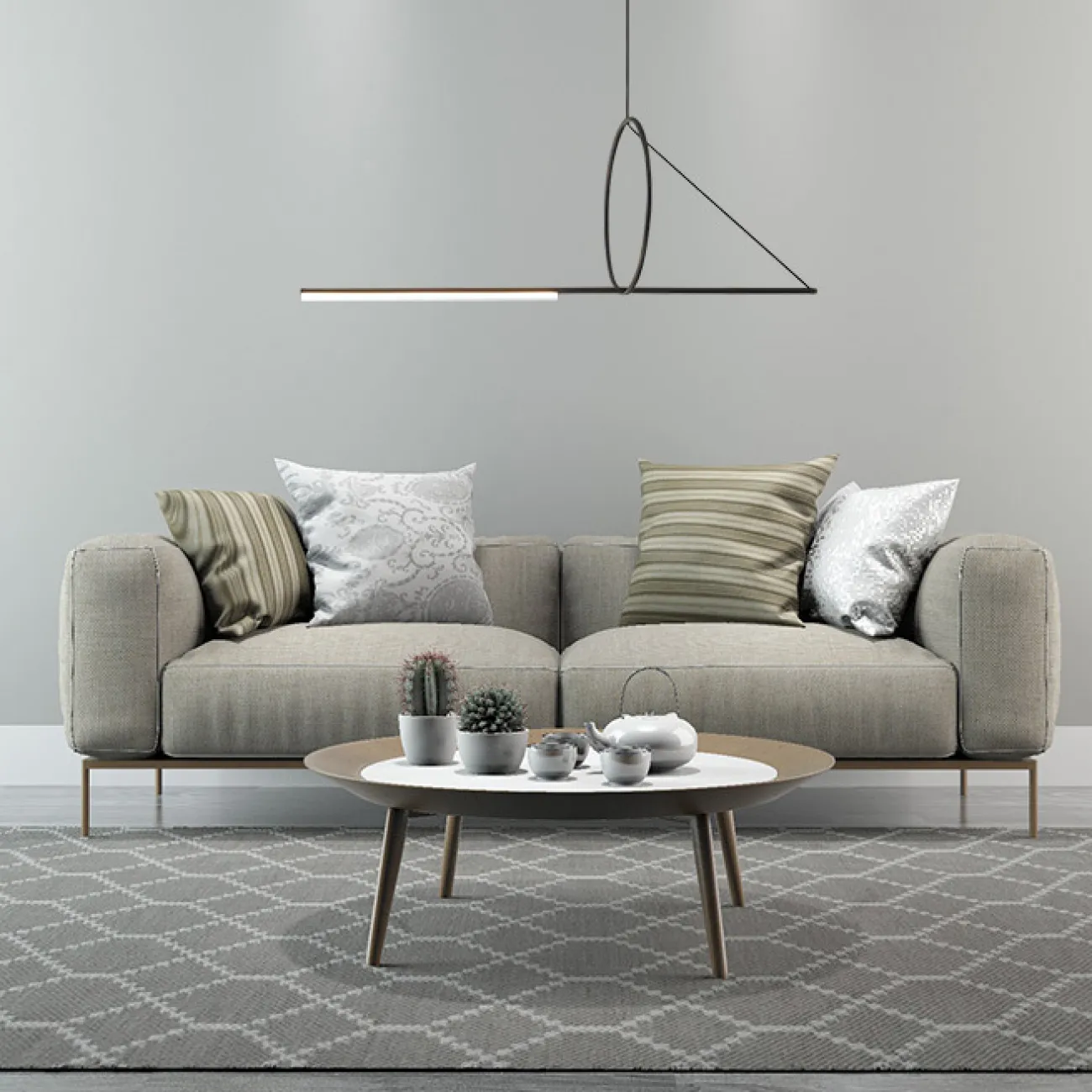 Подвесной светильник SUSPENSION CERCLE ET TRAIT – GRAPHITE SATINE L120 от ImperiumLoft