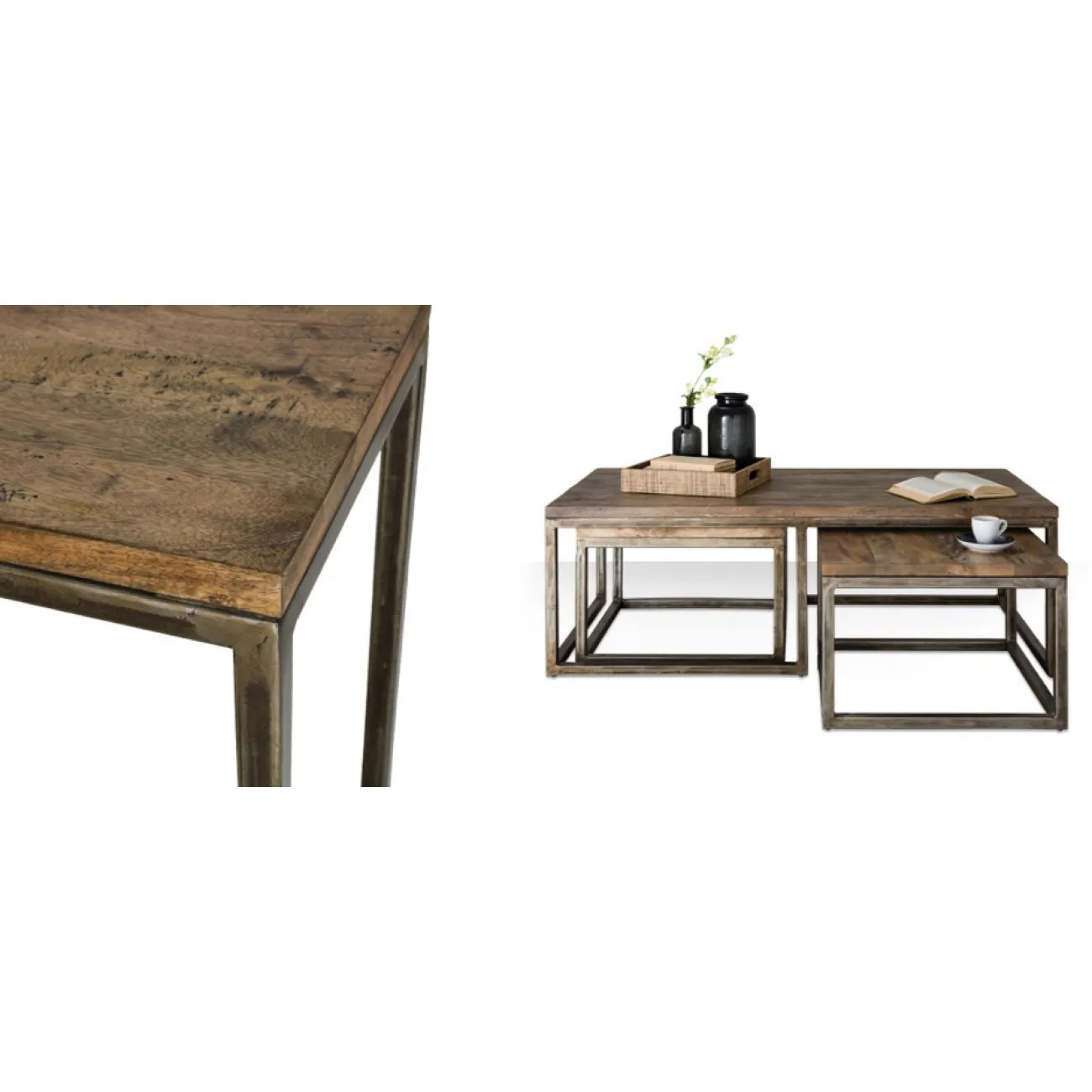 Журнальный стол Industrial Metal Rust Triple Table от LaLume
