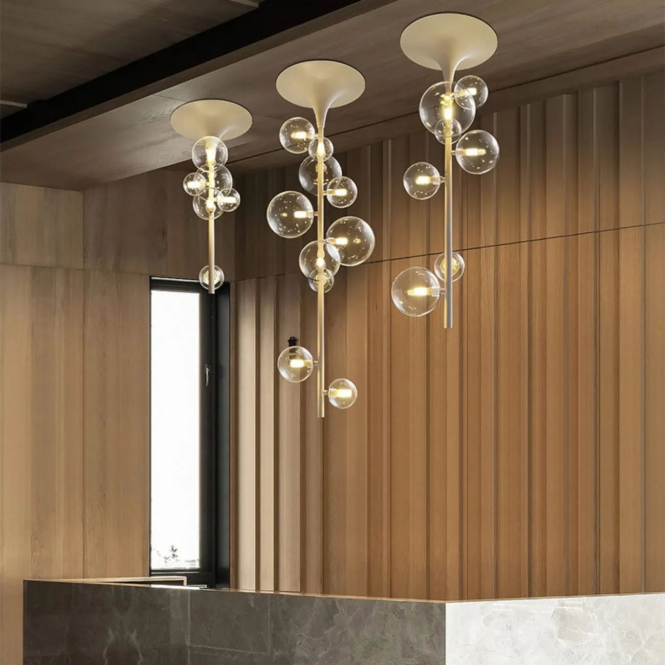 Потолочный светильник на вертикальной стойке IONA LINE White 6 от ImperiumLoft