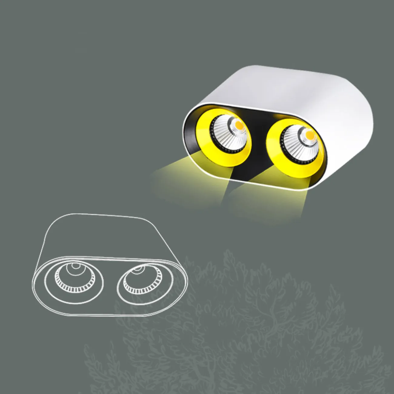 Точечный светильник REXTON A L2 White Grey 4000 К от ImperiumLoft