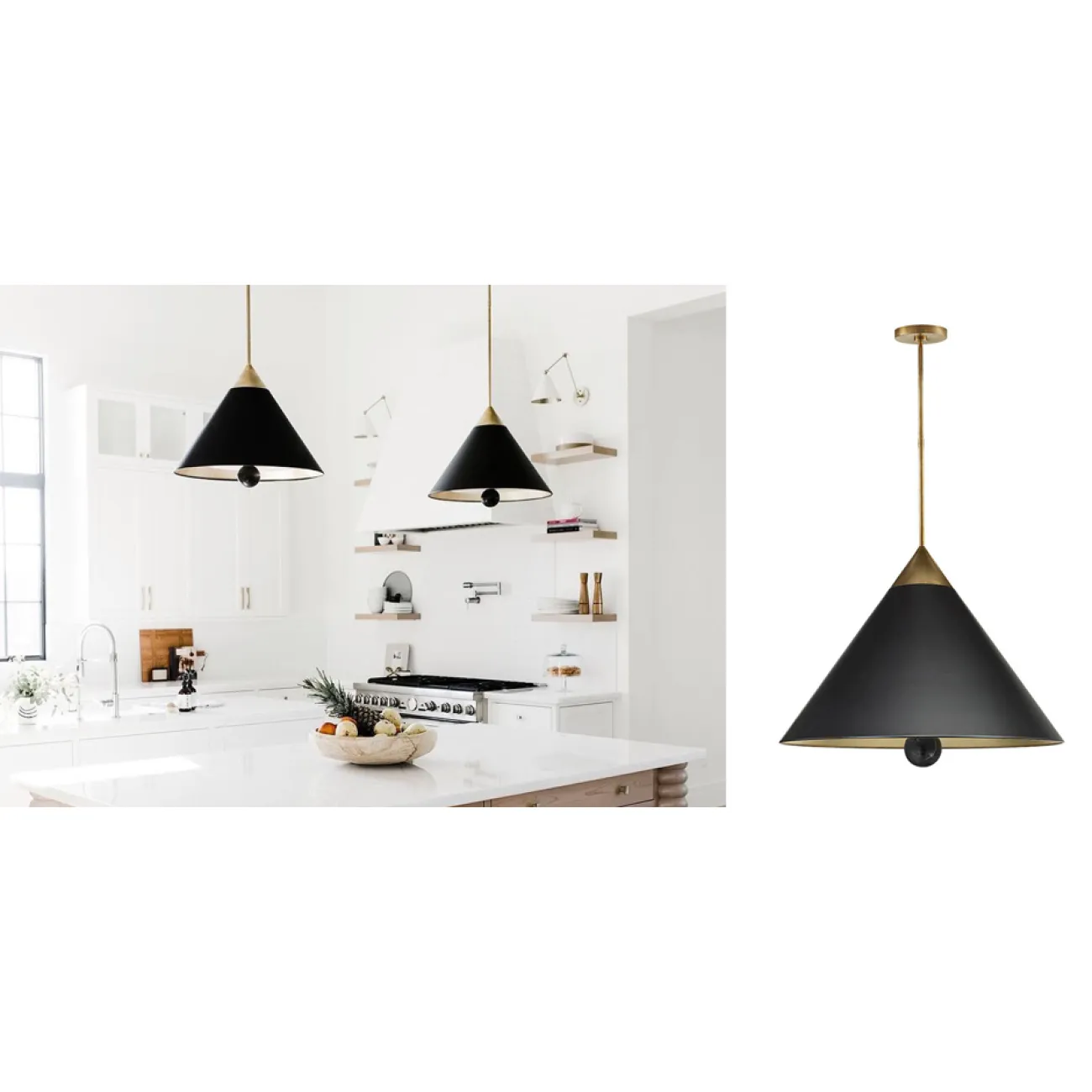 Подвесной светильник Cleo Pendant Brass & Black designed by Kelly Wearstler