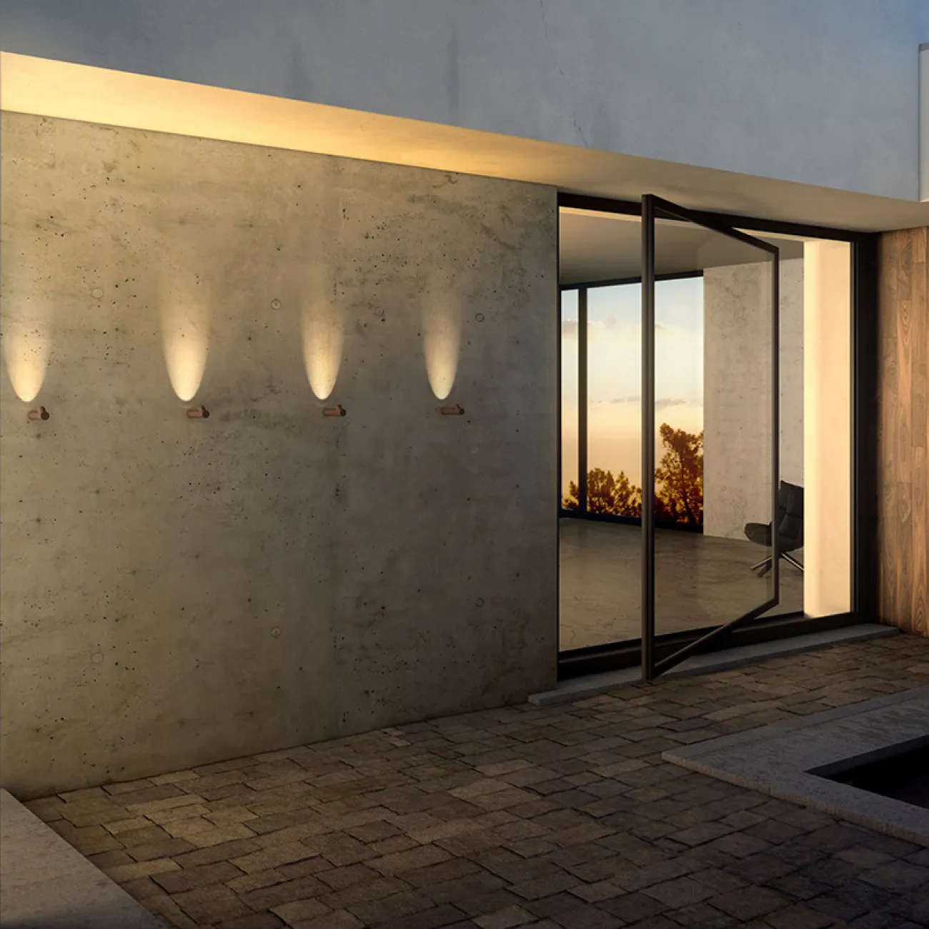 Серия настенных светодиодных светильников со скошенным цилиндрическим плафоном на трубчатом корпусе DONIA Black