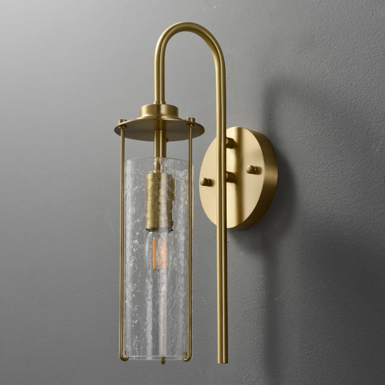 Настенный светильник с цилиндрическим плафоном из кракелированного стекла на изогнутом рожке GABRIELLA WALL