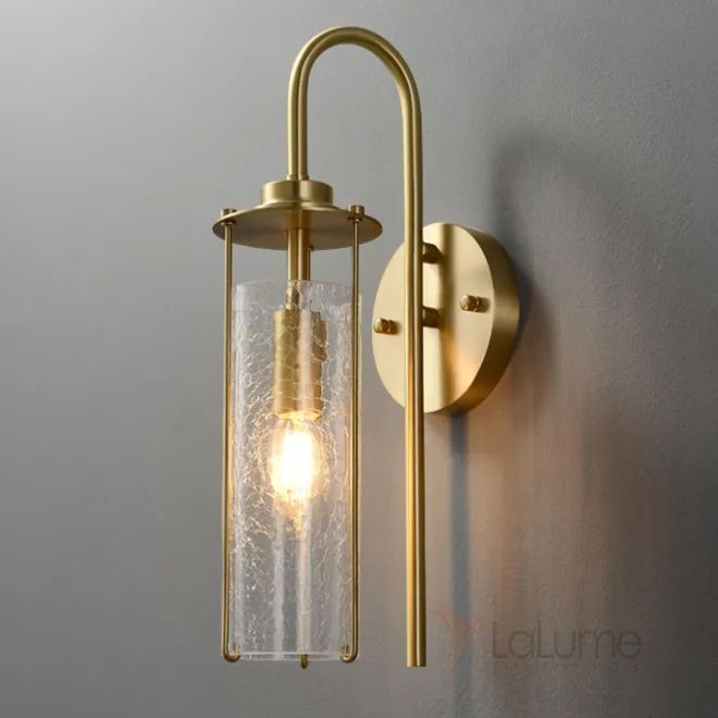 Настенный светильник с цилиндрическим плафоном из кракелированного стекла на изогнутом рожке GABRIELLA WALL