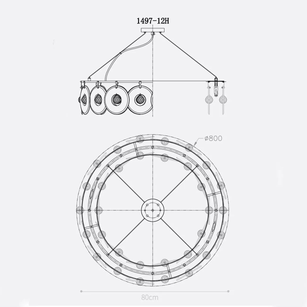 Подвесная люстра ROMANCE D80 от ImperiumLoft