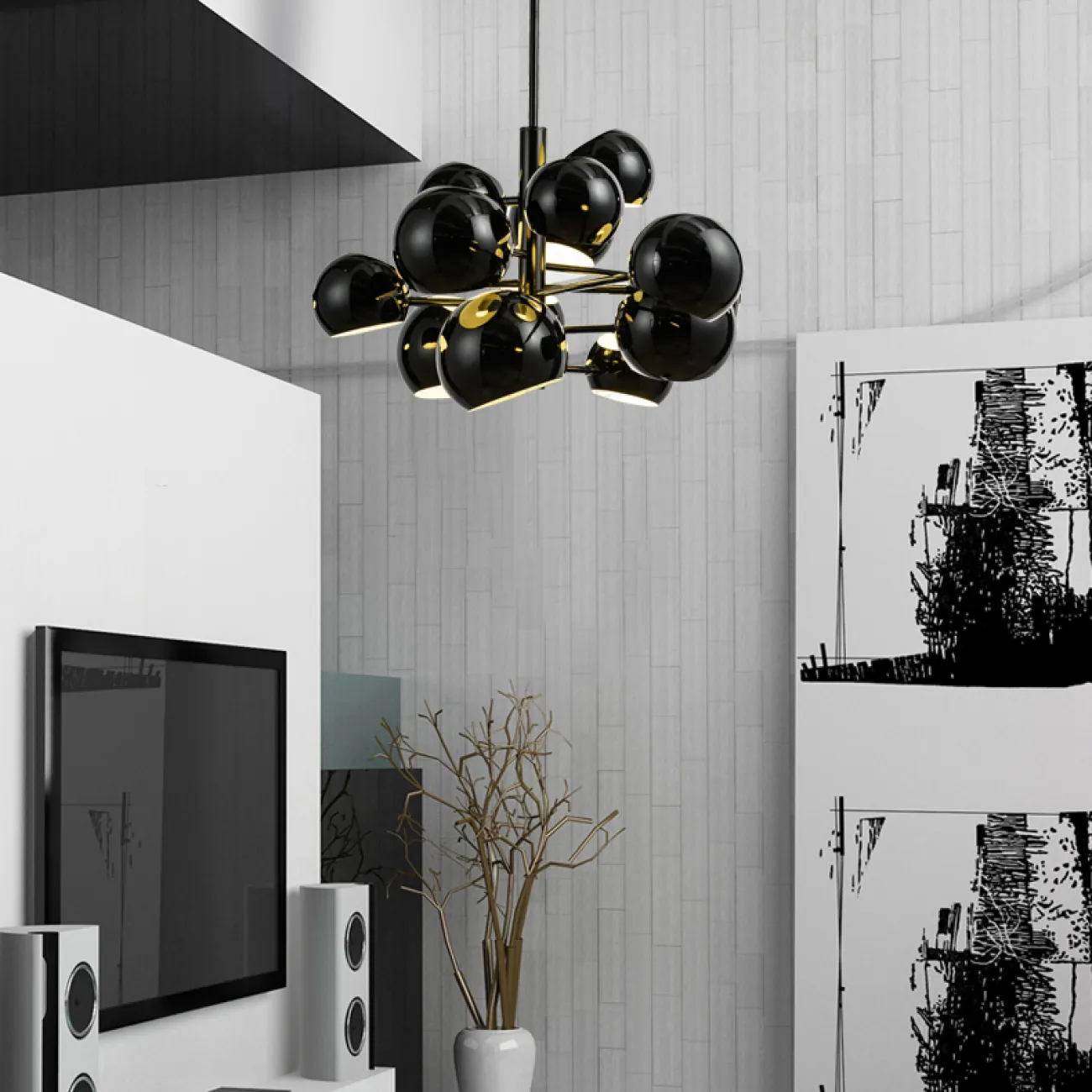 Дизайнерская люстра Kopra Burst L11 Black от ImperiumLoft Дизайнерская люстра Kopra Burst L11 Black от ImperiumLoft