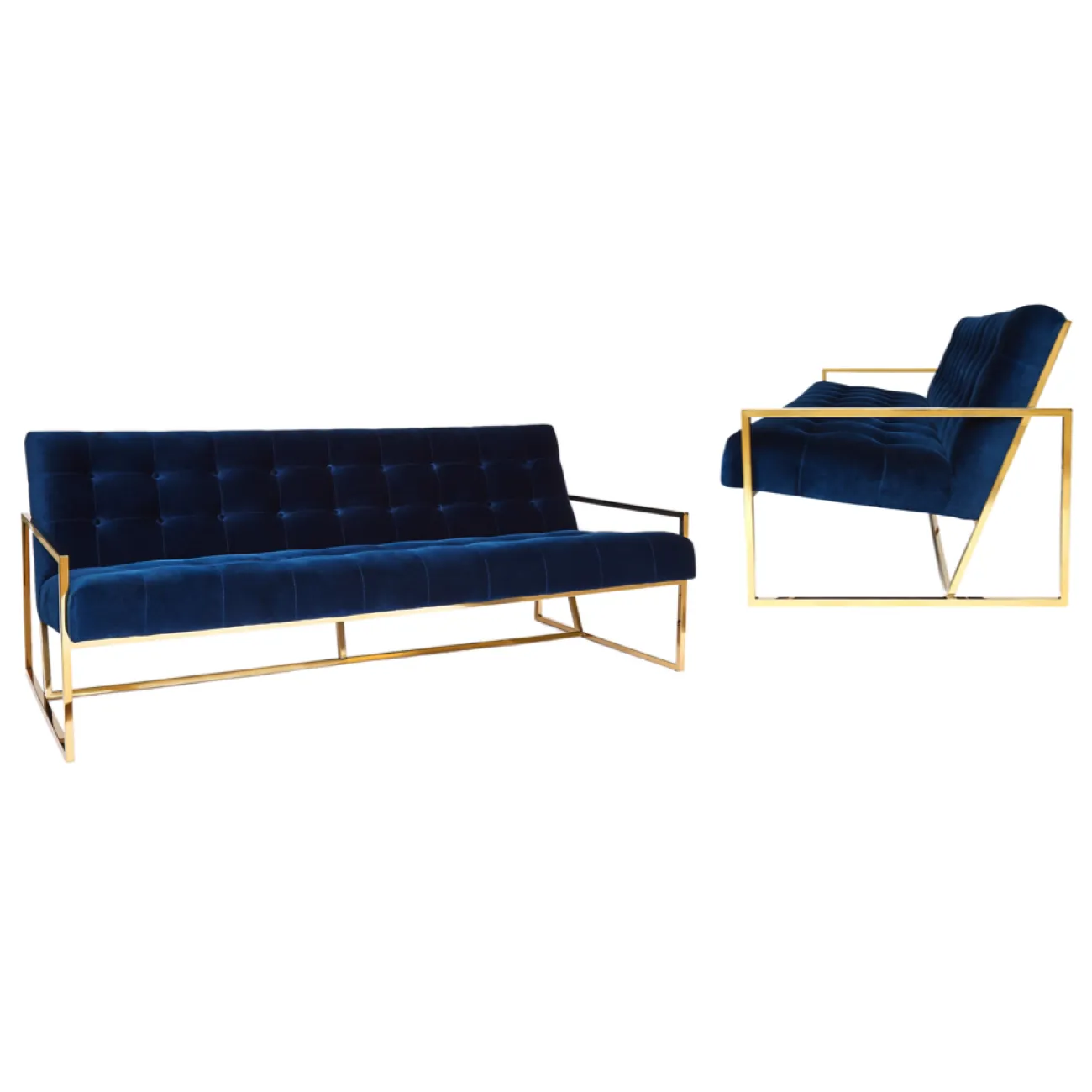 Софа Navy Velvet Apartment Sofa designed by Jonathan Adler от LaLume