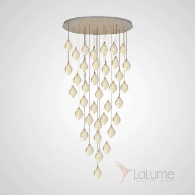 Готовая комбинация подвесных светильников с каплевидными плафонами из нефритового фарфора в форме белых бутонов LEA MORE D80