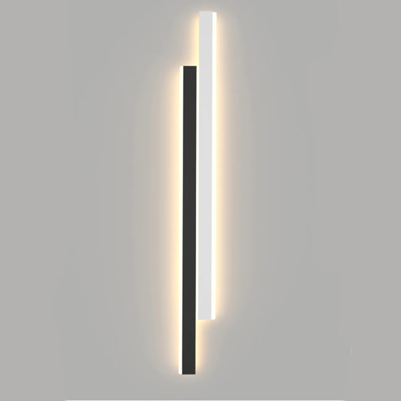 Настенный светильник с черно-белым корпусом в виде двух разноуровневых прямоугольных пластин с LED-подсветкой RIKKA H120 Трехцветный свет