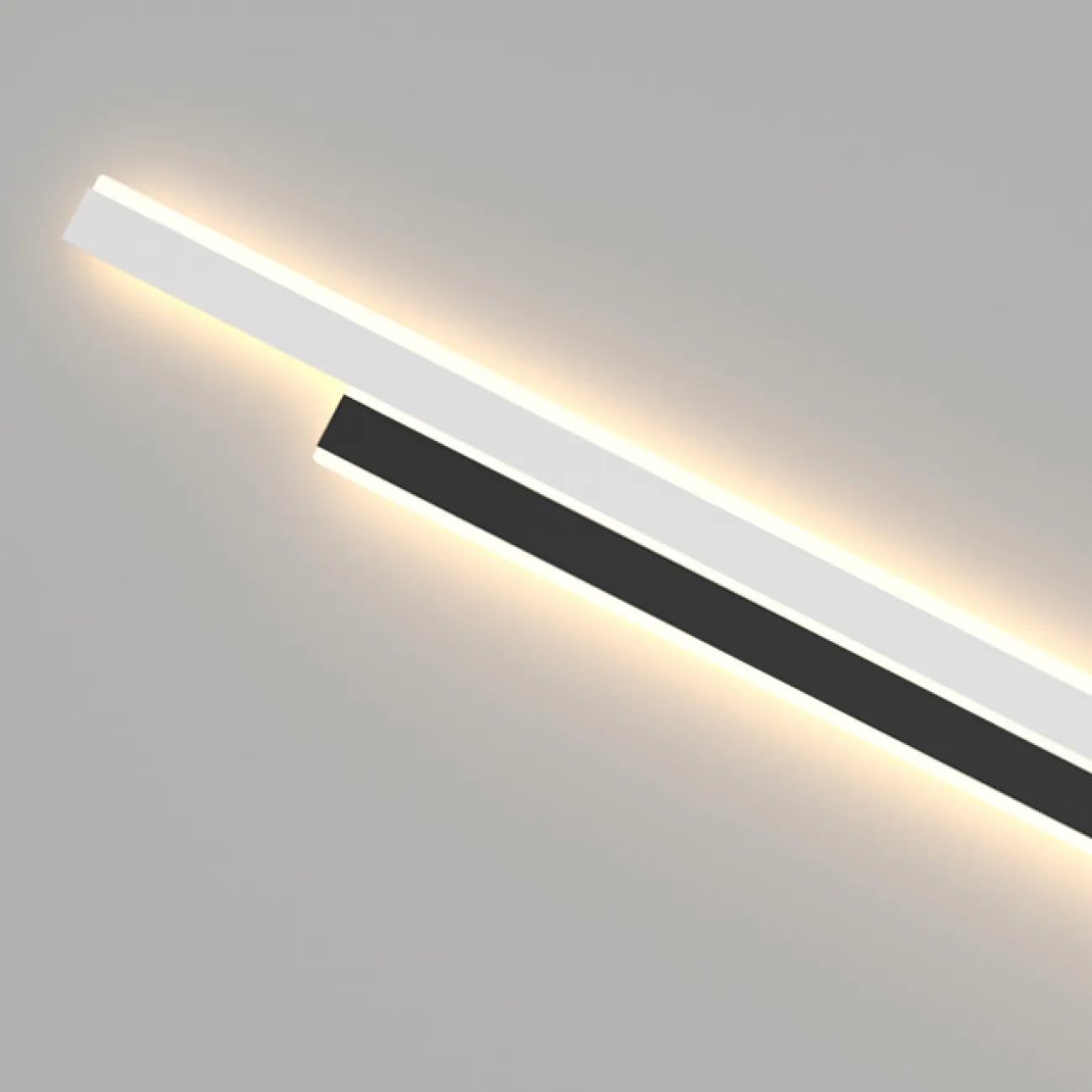 Настенный светильник с черно-белым корпусом в виде двух разноуровневых прямоугольных пластин с LED-подсветкой RIKKA H120 Трехцветный свет