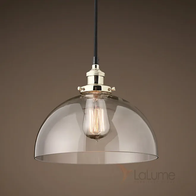 Люстра 20th C. Factory Filament Clear Glass Dome Pendant nickel от LaLume