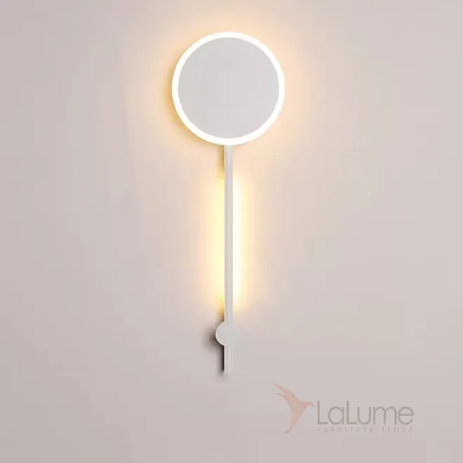 Серия настенных светильников в виде комбинации дисковидного плафона и вертикальной стойки с внешней LED-подсветкой MARA H60 White Трехцветный свет