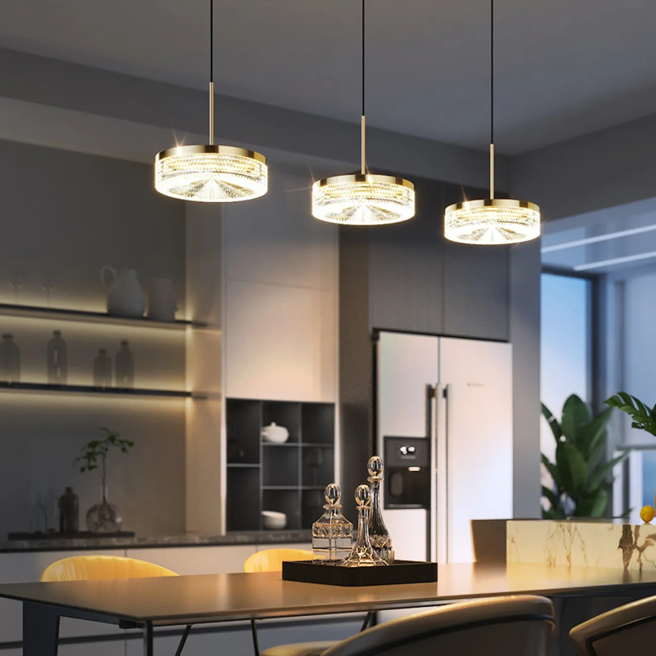 Готовая комбинация подвесных светодиодных светильников с рельефными рассеивателями цилиндрической формы RIGO COMBO L78 White Готовая комбинация подвесных светодиодных светильников с рельефными рассеивателями цилиндрической формы RIGO COMBO L78 White