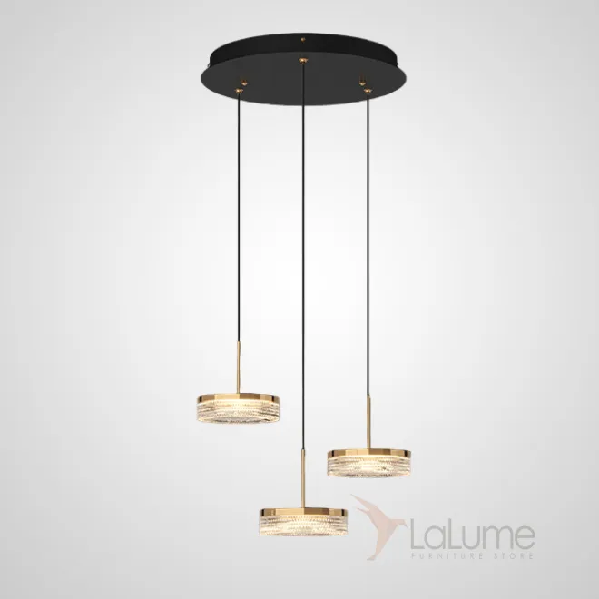 Готовая комбинация подвесных светодиодных светильников с рельефными рассеивателями цилиндрической формы RIGO COMBO D35 Brass