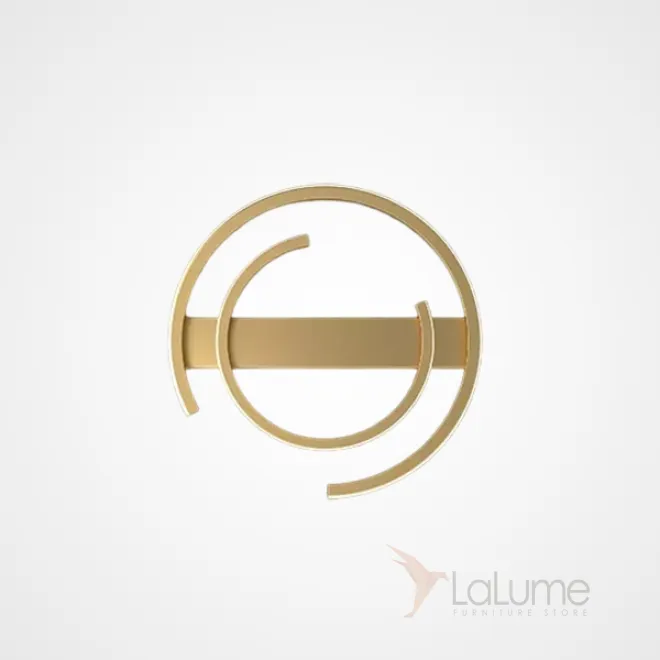 Серия настенных светодиодных светильников в виде комбинации полуколец разного диаметра на прямоугольном креплении LOFT Brass