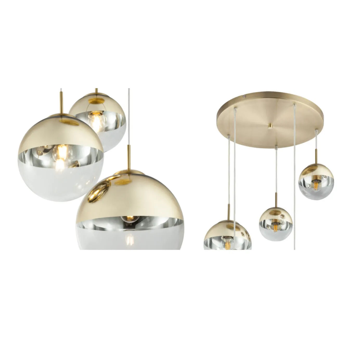 Светильник подвесной Mirror Ball Gold 5 плафоновdesigned by Tom Dixon in 2003