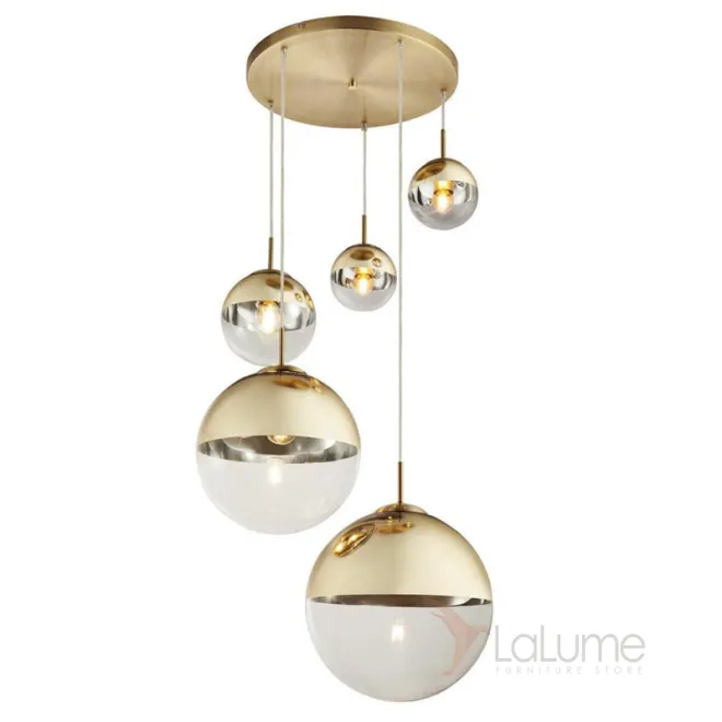 Светильник подвесной Mirror Ball Gold 5 плафоновdesigned by Tom Dixon in 2003