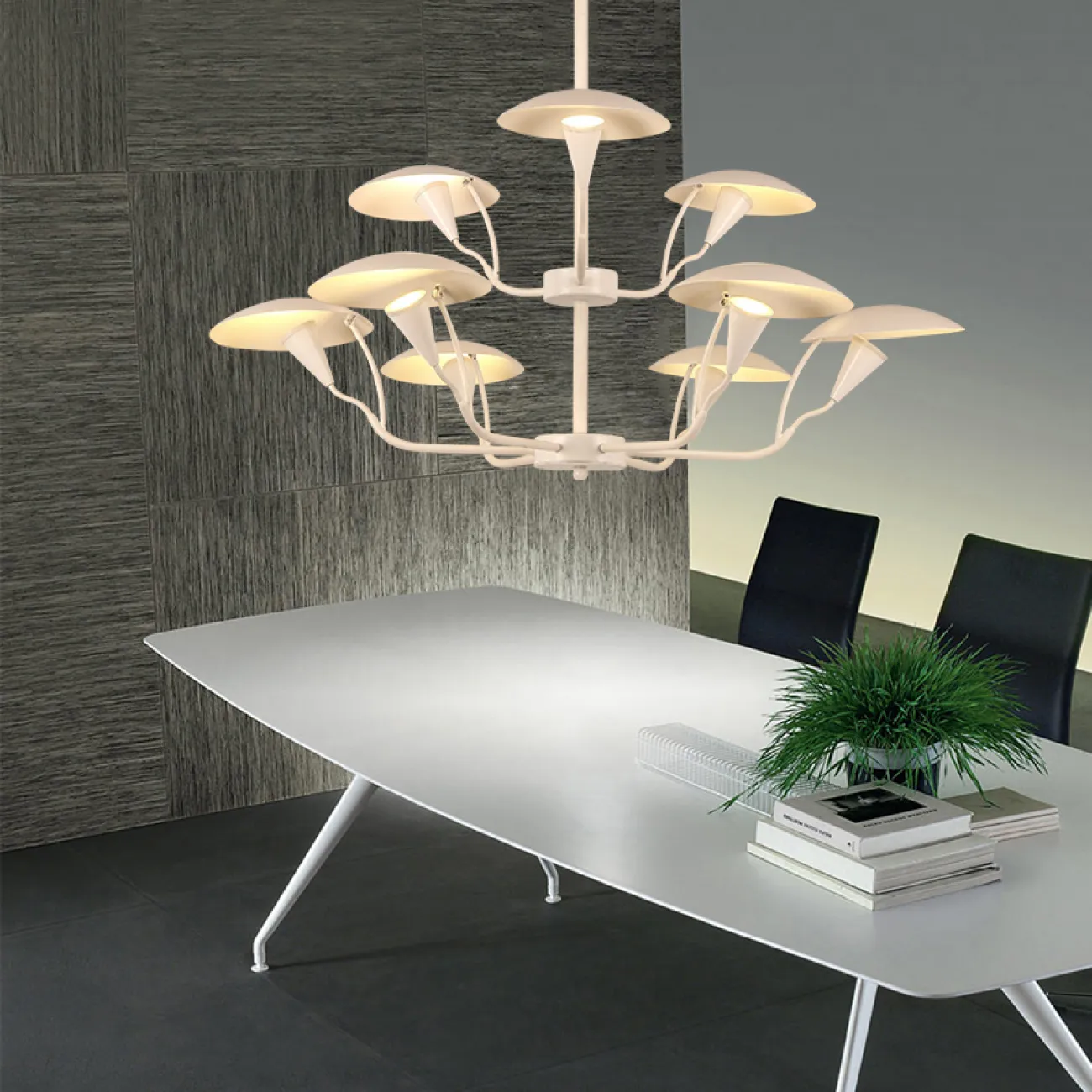 Люстра на штанге SHELT D100 White от ImperiumLoft