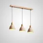 Готовая комбинация подвесных светильников с геометрическими плафонами из камня травертина с деревянной отделкой MELIUS TRIO B Light brown Планка