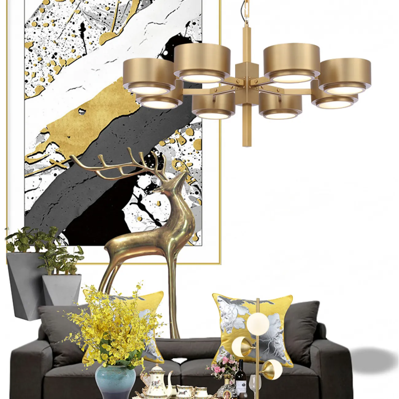 Подвесная люстра Hans-Agne Jakobsson Large Brass Chandelier for Markaryd in Sweden от ImperiumLoft