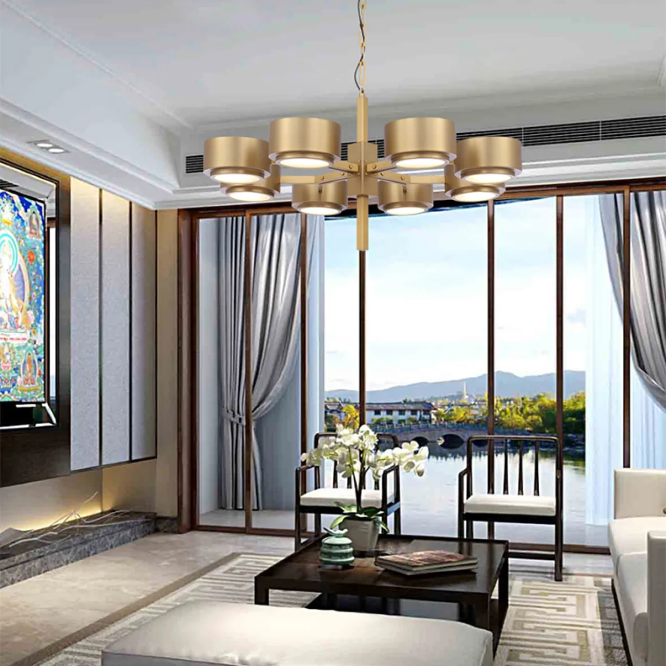 Подвесная люстра Hans-Agne Jakobsson Large Brass Chandelier for Markaryd in Sweden от ImperiumLoft