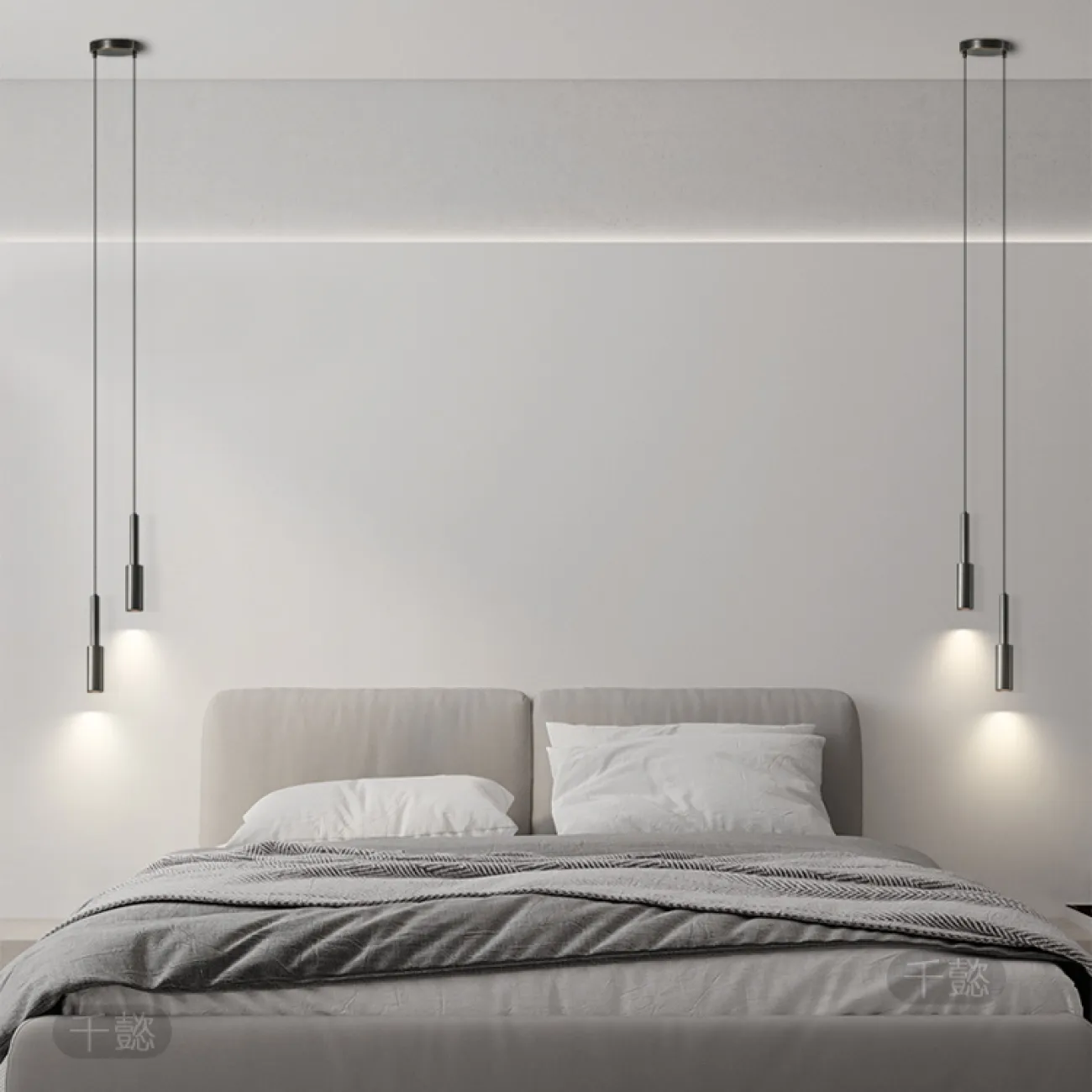 Готовая комбинация подвесных светодиодных светильников с цилиндрическим корпусом из настоящей и черненой латуни BERNARD B DUO Brass