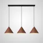 Готовая комбинация подвесных светильников с коническими плафонами с лаковым покрытием под темное и светлое дерево NOOMI TRIO L80 Dark brown