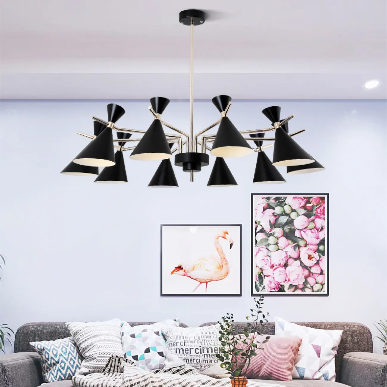 Люстра на штанге FRANKA D120 10 lamps Yellow от ImperiumLoft
