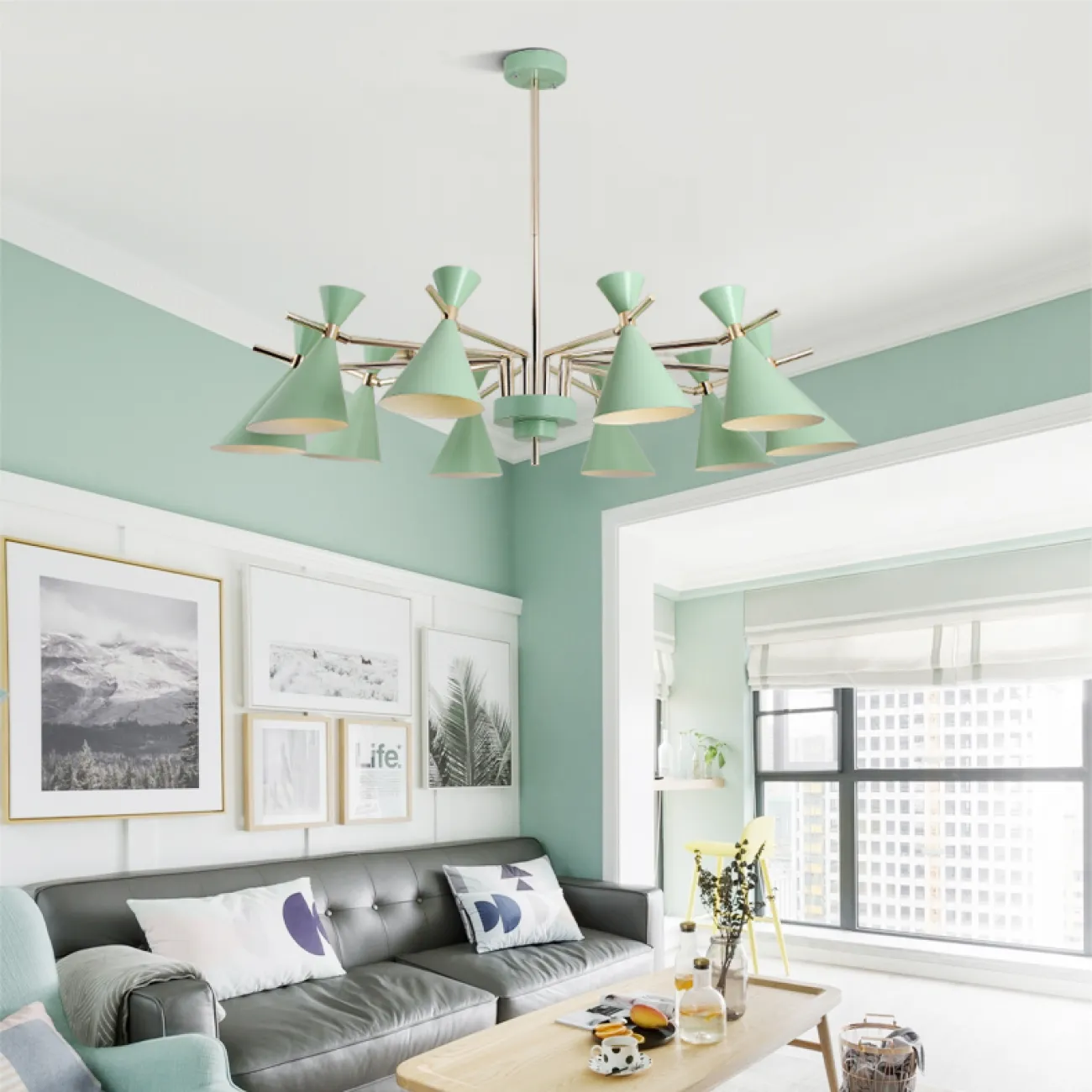Люстра на штанге FRANKA D120 10 lamps Yellow от ImperiumLoft