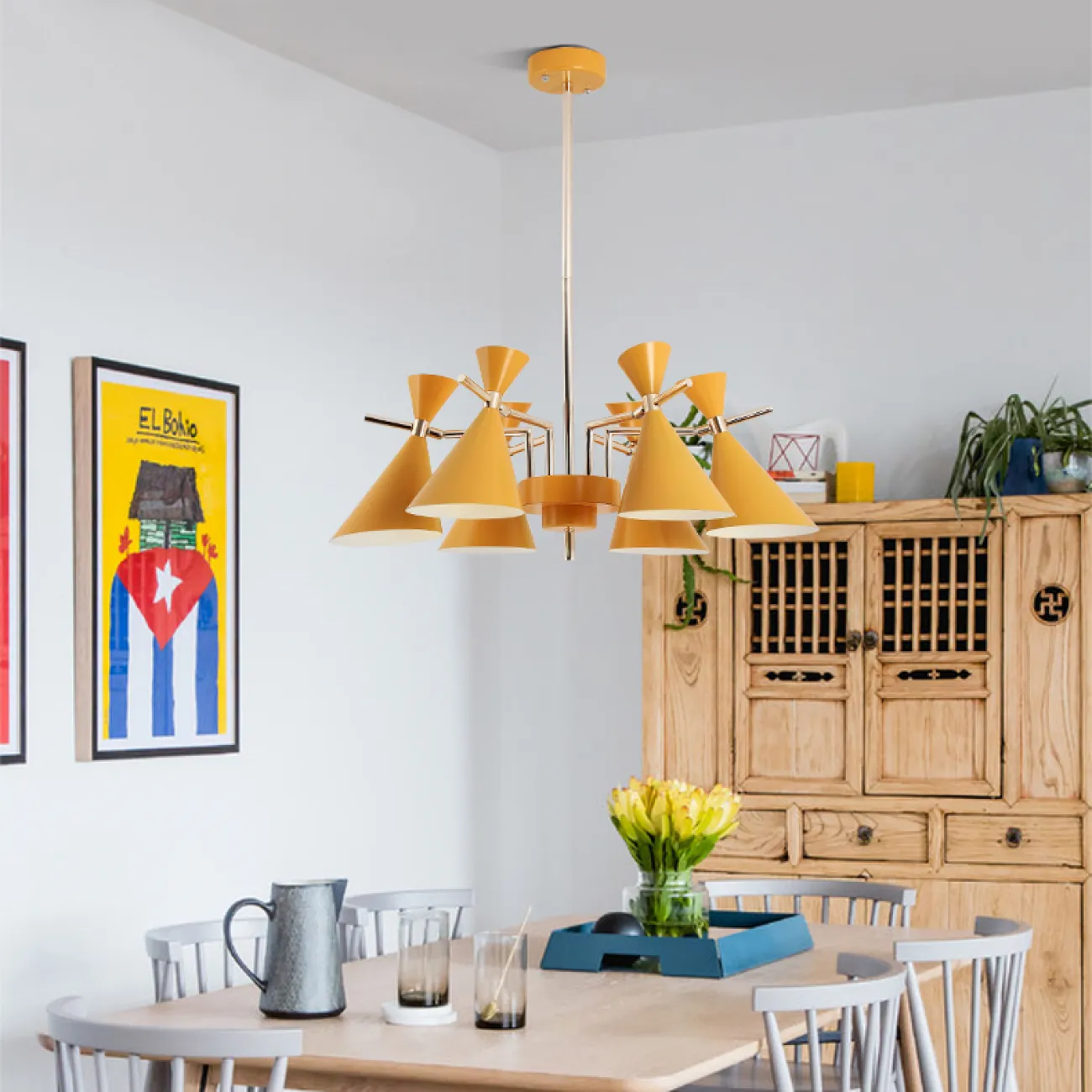 Люстра на штанге FRANKA D120 10 lamps Yellow от ImperiumLoft