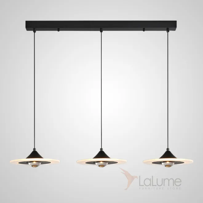 Готовая комбинация подвесных светодиодных светильников с дискообразными рассеивателями и шаровидными плафонами NILVARD TRIO Black